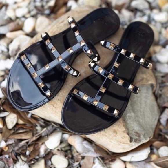 Treasured Gold Studded Sandal - Black - Picture 5 of 9